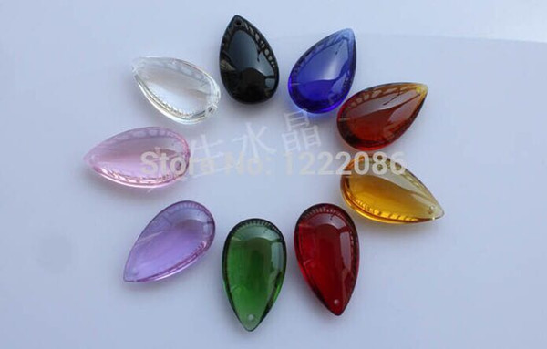 TOF-27 Grade AAA Mixed Color Wholsale 300pcs/lot 38mm Crystal Teardrop Pendant For Chandelier /Curtain Parts Free Shipping