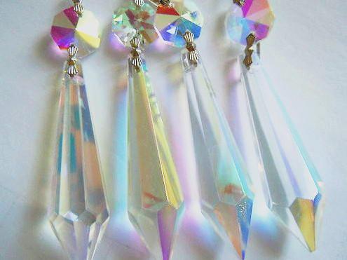 24 SETS AB GLASS ICICLE DROP CHANDELIER LAMP PRISM PENDANT glass beads for chandeliers crystal chandelier crystals