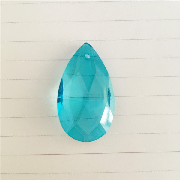 Top 20pcs 38mm Aquamarine Crystal Glass Pendants Chandelier Parts Lighting Sun Catcher Almond Hanging Prisms Decoration