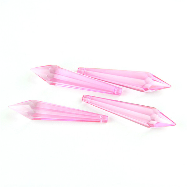 80mm Pink 10PCS Crystal Icicle Prism With Single For Domestic Sitting Room Exquisite Curtain Decorates Fittings