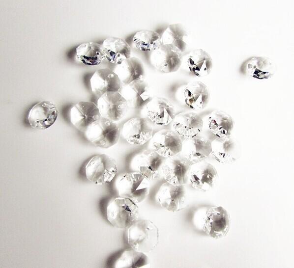 100pcs/lot 10mm in 2 holes glass crystal octagon beads