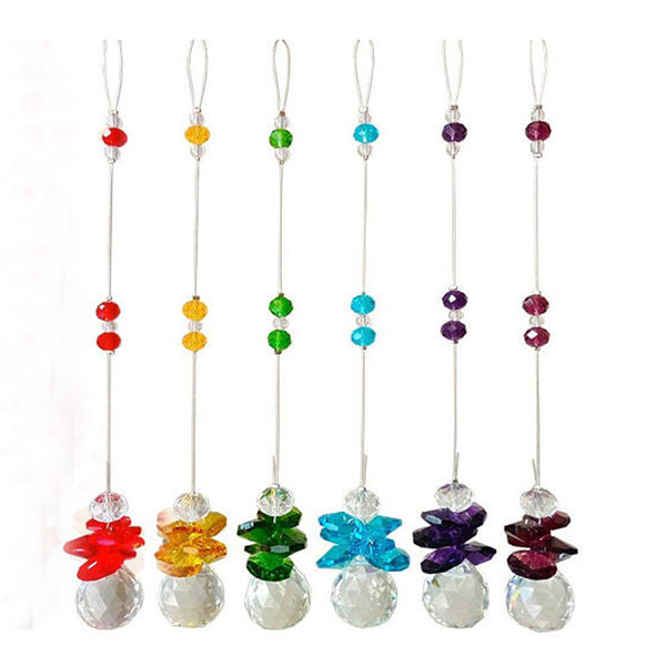 6pcs Chakra Crystal Sun Catchers Chandelier Crystals Ball Prism Pendant Rainbow Maker Hanging Chakra Suncatcher Decoration