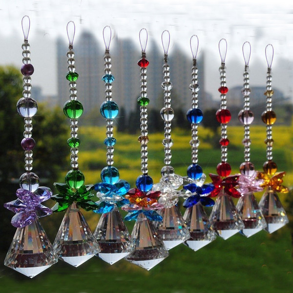 9PCS Chakra Sun Catchers 30mm Clear Crystal Ball Prism Rainbow Octagon Beads Ornaments Hanging Suncatcher Pendant Decoration WQM145