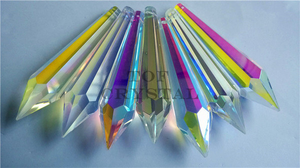 2016 new product 15Pcs high quality AB Glass Crystal Icicle Prism U-drop Chandelier Parts 3Inches Free Shipping