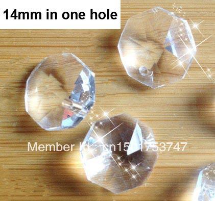 Wholesale-ChinaPostFreeShipping , 500PCS/lot ,ONE HOLE of 14mm OCTAGON CRYSTAL GLASS BEADS for wedding strands & chandelier bead parts