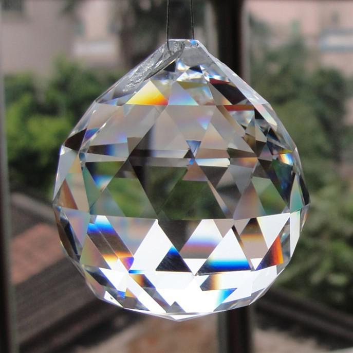 1 pcs 50mm clear Chandelier Crystal Faceted Ball Prism Suncatcher Feng Shui crystal glass Free Shipping