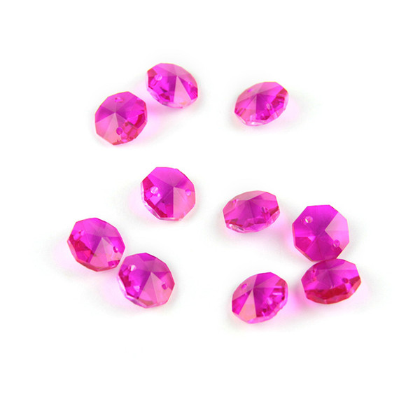 14mm Two Holes Fuchsia 50pcs Crystal Prism Pendant For The Bedroom Chandelier Is Beautifully Decorated Hot Sales