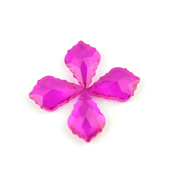 38mm Fuchsia 10PCS Crystal Maple Leaf Pendant For Elegant Curtain Hang Small Adorn Article Hot Selling