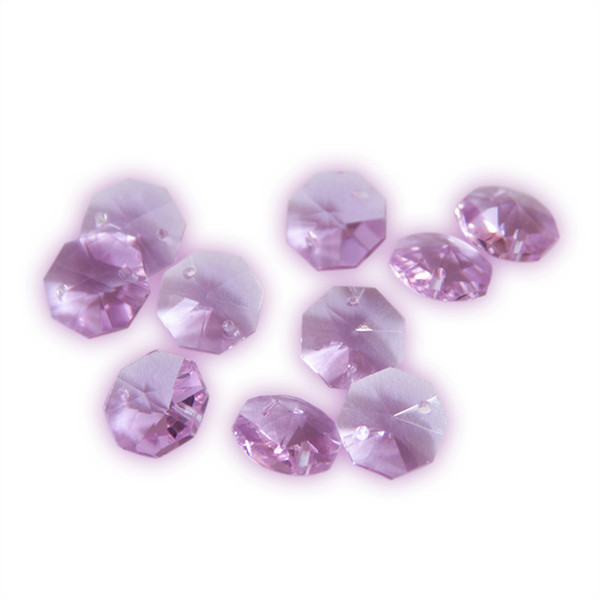 14mm Lilac Two Holes 50pcs Glass Prism Beads For Family Living Room Lamp Act The Role Ofing Exquisite Decorations