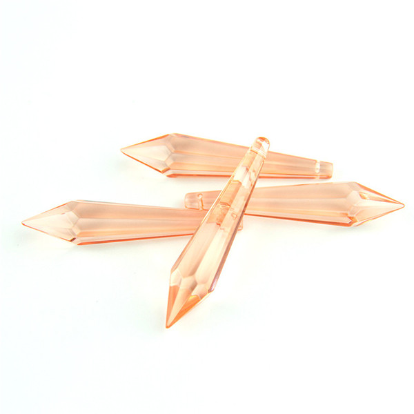 80mm 10PCS Water Pink Glass Icicle Prism With Single For The Family Hall Droplight Elegant Adornment