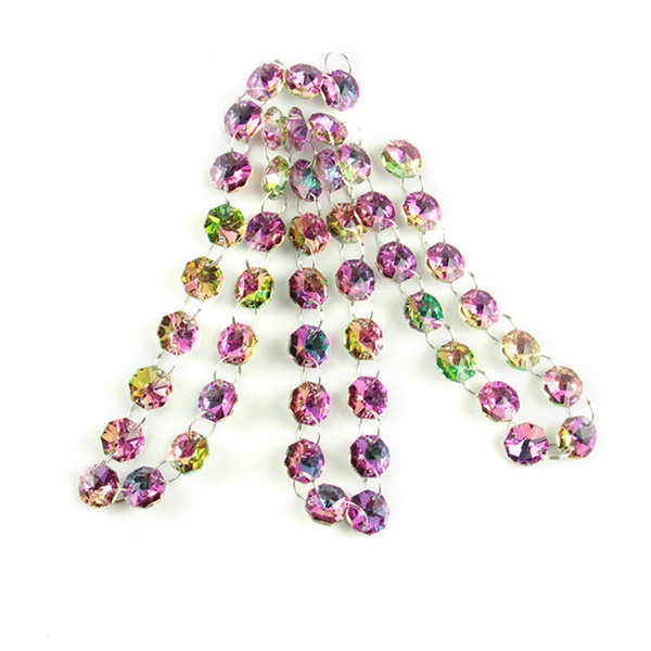 Free Shipping Rainbow 14mm Crystal Octagon Beads With Silver Circles Connectors For Exquisite Furnishings In The Family