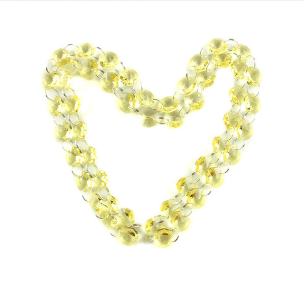 14mm Light Yellow Crystal Garland Strand Bead Chain 50meters/Bag For Decorative Curtain Part Beautiful Best Seller