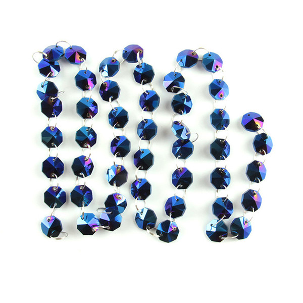 14mm Coating Blue Crystal Garland Strand Bead Chain With Silver Rings Connectors For Family Curtains Hot Selling