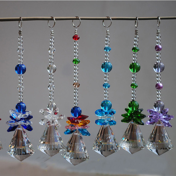 9PCS 30mm Glass Crystal Diamond Ball Suncatcher Hanging Feng Shui Angel Rainbow Pendant Window Ornament WQM172