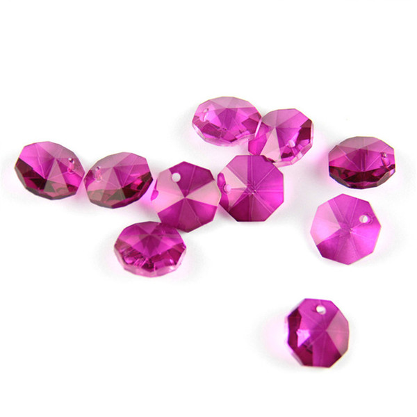 Plum 14mm Crystal Prism Pendant Parts With One Hole For Wedding Light Ornament Decoration Pretty Hot Sales