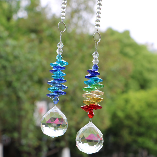 5PCS Chakra Crystal Suncatchers Chandelier Crystals Ball Prism Pendant Rainbow Maker Hanging Decorations 20mm 30mm 40mm WQM166