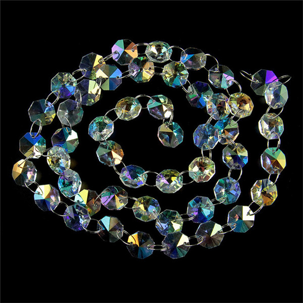 14mm Crystal AB Crystal Garland Strand Bead Chain With Silver Circle For Family Living Room Elegant Decorations