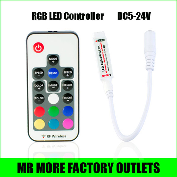 Mini RF Wireless Remote RGB LED Controller DC 5-24V 17 Keys 22 Modes Real 12A With Remote Controller for RGB Led Strip