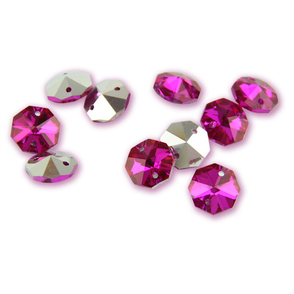 50pcs Two Holes Fuchsia With Silver Back 14mm Crystal Beads For Domestic Sitting Room Lamp Is Acted The Role Of Elegant Adornment