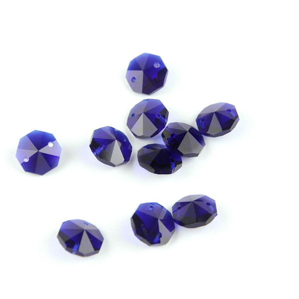 50pcs Dark Sapphire 14mm Two Holes Crystal Loose Beads For Family Bedroom Chandeliers Exquisite Ornaments Best Seller