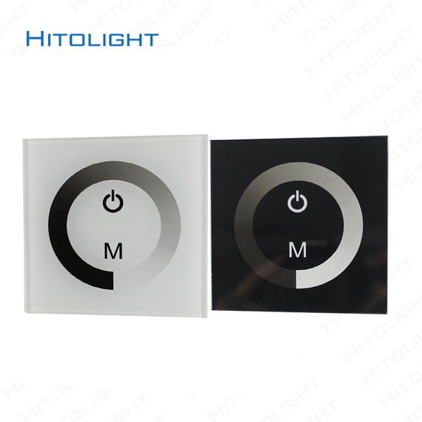 HITOLIGHT DC12-24V Wall Mounted Glass Touch Panel LED Controller for Single Color LED Strip Light 5050,2835 2 key Dimmer Wall Switch