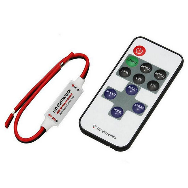 DC 5V-24V RF wireless remote controller 11 key 433Mhz led lighting dimmer for single color LED Strip