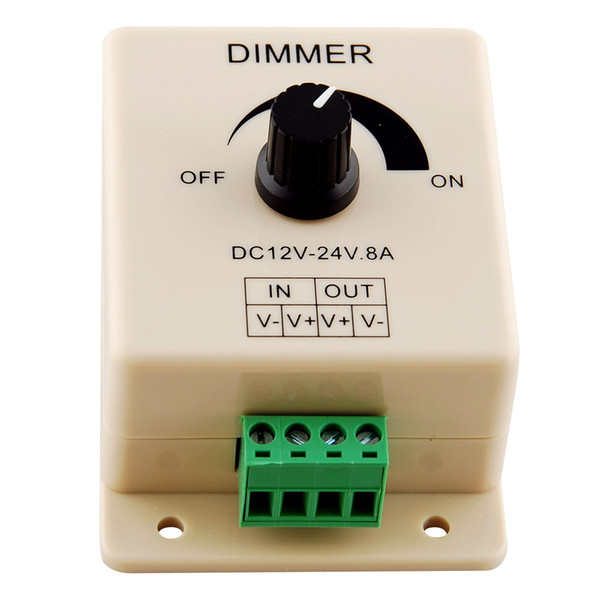 Manual Dimmer Switch 12V 24V 8A 96W Single Color Knob LED Dimmer Controller for 3528 5050 5630 3014 Warm Cool White LED Strip Lights Mountab