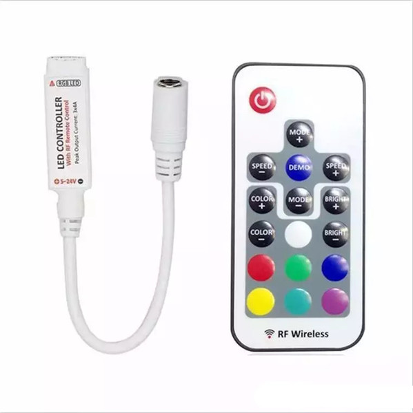 17 key DC12-24V mini RF wireless led RGB remote controller with 4pin female to control led strip SMD 5050 lighting and module