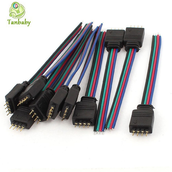 Tanbaby 10pcs/lot 4pin Male connector cable For RGB smd led strip light easy install No Need Soldering