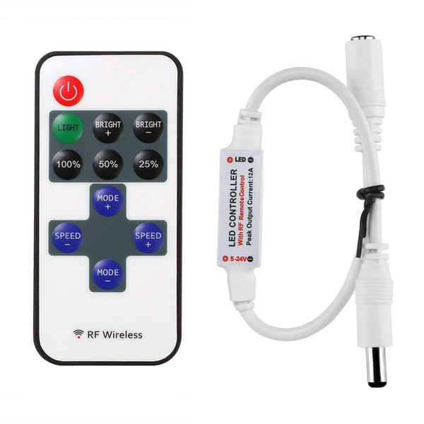 Mini LED Controller Dimmer with RF Wireless Remote Control DC 5~24V 12A for Single Color 3528 5050 LED Strip Light module