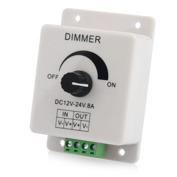 LED Strip Dimmer PWM Dimming Controller for LED Lights Lamps or Ribbon Adjustable Control 12-24V 8A