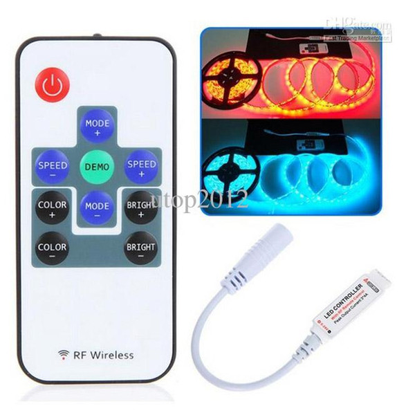 50pcs/lot 5-24V 10 Keys Wireless RF Remote RGB LED strip Controller Mini Controller Dimmer for LED Strip and module Free Shipping