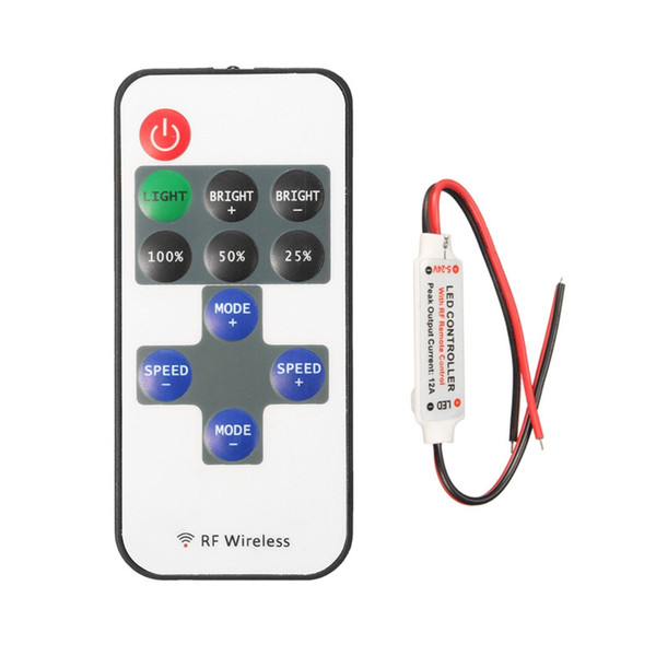 RF Mini Wireless Controller Switch with Remote Switch Mini In-line LED Light Controller/Dimmer DC5-24V 12A