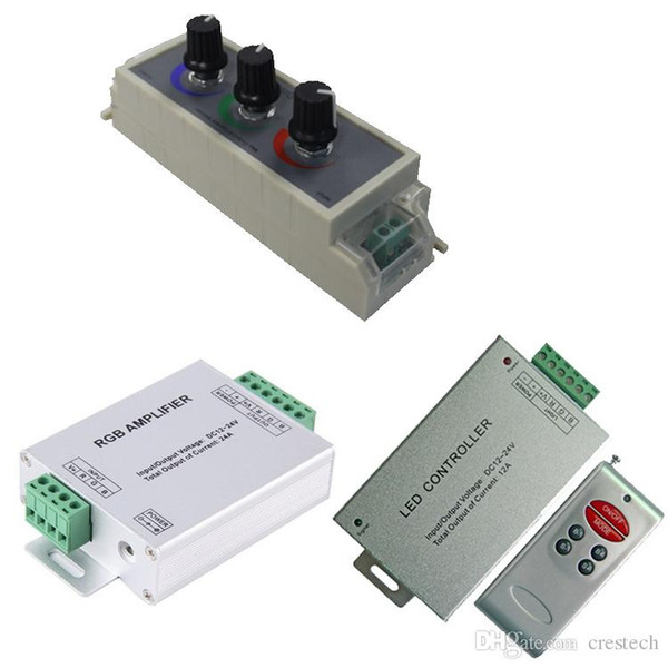 Led RGB Amplifier / PWM Dimmer / RF Controller Signal Repeater 120w 288w 576W for 2835 5050 lighting Input dc 5v 12V 24V 24A