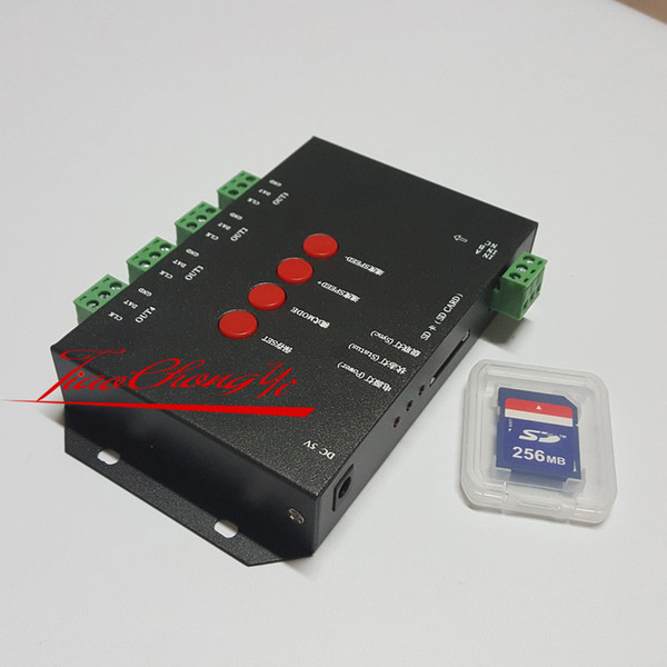 Free shipping T-4000S SD card Controller DC5V Pixel programable WS6812 WS2812B WS2801 IPD8806 led controller,maximum controll 4096 pixels