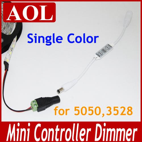 20pcs 3 keys Mini controller Dimmer 2 DC plug 12V 72W for Single Color 3528 5050 LED strip light