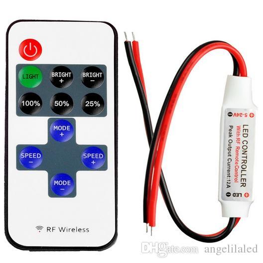 LED Mini Dimmers light Controller Dimmer with RF Wireless Remote Control DC 5~24V 12A For LED Strip Light