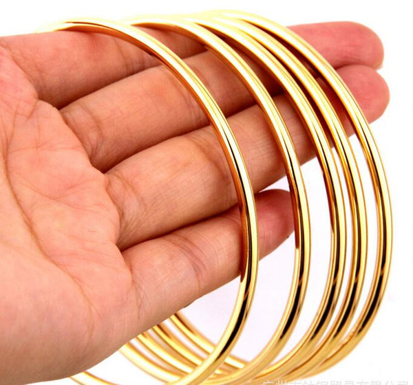 Wholesale 100pcs gold smooth round bracelet female. Round line gold simple bracelet jewelry