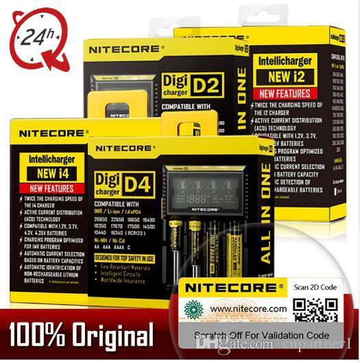 100% Original Nitecore D4 D2 New I4 I2 battery charger LCD Intelligent li-ion charging 18650 14500 26650 16340  batteries UM10 UM20