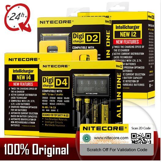 100% Original Nitecore D4 D2 New I4 I2 battery charger LCD Intelligent li-ion charging 18650 14500 26650 16340  batteries UM10 UM20