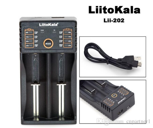 new Liitokala Lii-202 18650 Charger 1.2V 3.7V 3.2V 3.85V  26650 10440 14500 16340 25500 NiMH lithium battery smart charger