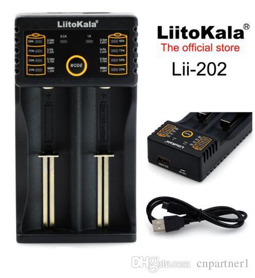 DHL ship Liitokala Lii-202 18650 Charger 1.2V 3.7V 3.2V 3.85V  26650 10440 14500 16340 25500 NiMH lithium battery smart charger