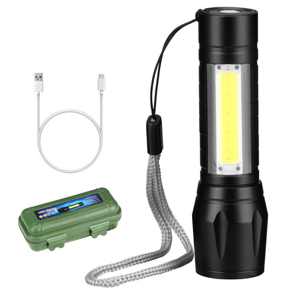 Cross Border Mini- Light Flashlight Led Outdoors Lighting Cob Mini- Flashlight Usb Charge Focusing Flashlight