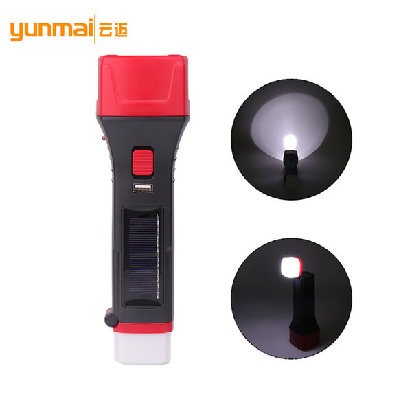 New Pattern Plastic Solar Energy Charge Led Light Flashlight Built-in Battery Electricity Output Flashlight