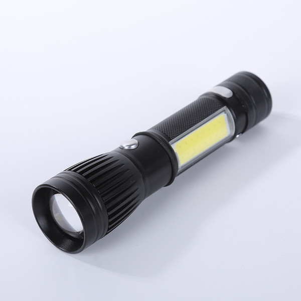 Led More Function Light Flashlight Cob Side Light Camping Outdoors Usb Charge Flashlight