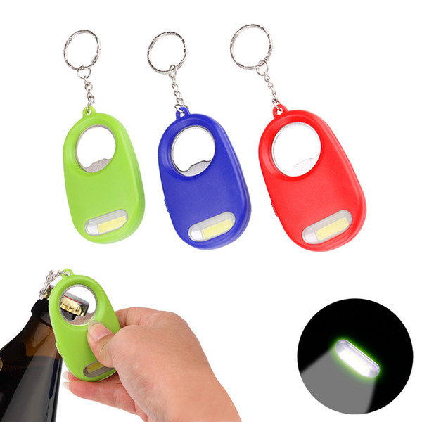 Cross Border Mini- Portable Cob Button Bottle Opener Key Chain Lamp Originality Gift Small Flashlight