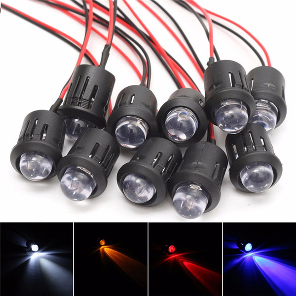 12V 10mm Pre-Wired Constant LED Ultra Bright Water Clear Bulbs Red / Yellow / Blue / White