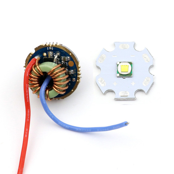 20mm 10W Cree XM-L T6 LED Emitter chip diode + 22mm 5.6V-9V 2A 5 Modes Driver Board for XM-L L2 T6 U2 LED Flashlight