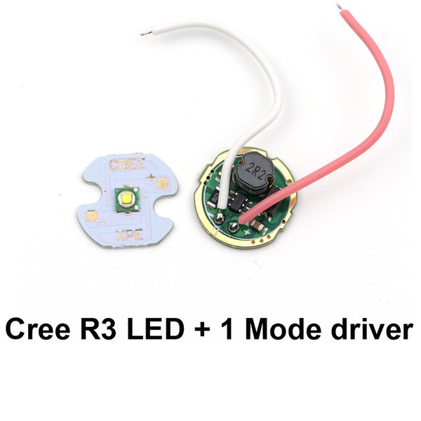 16mm 3W CREE XPE R3 LED Chip diode Lamp LED Emitter + 15.3mm one mode 1.5-3V 3W LED Cree Q5 driver board for flashlight DIY