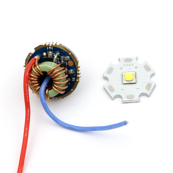 10W Cree XM-L2 U3 LED Emitter chip mounted on 20mm base + 22mm 5.6V-9V 2A 5 Modes Driver Board for XM-L L2 T6 U2 LED Flashlight